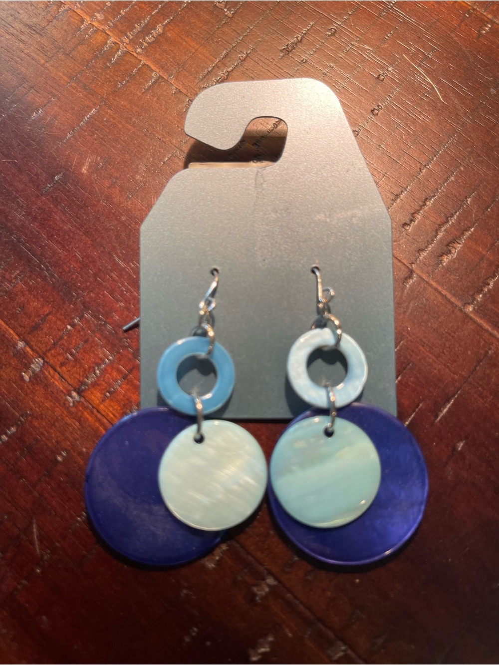 Blue Shell Disc Drop Earrings - Women Jewelry
